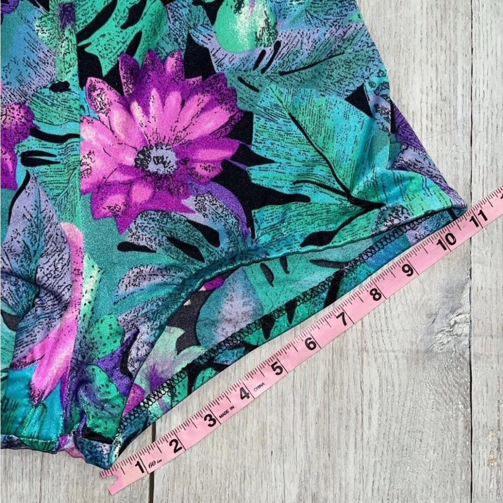 Vintage La Playa One Piece Button Down Swimsuit Size 16 Floral Tropical Boyshort - Picture 4 of 16